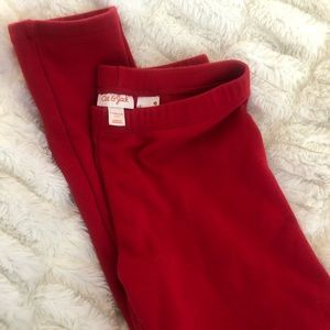 Girls fleece lined red pants